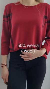 Bordowy sweter, 50% wełna