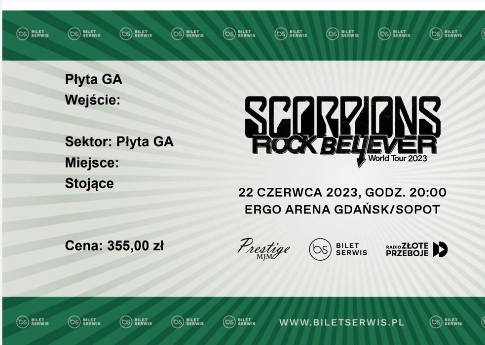 Bilet Scorpions 22.06.2023 ERGO ARENA