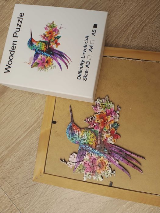 Wooden puzzle drewniane koliber ptak A5