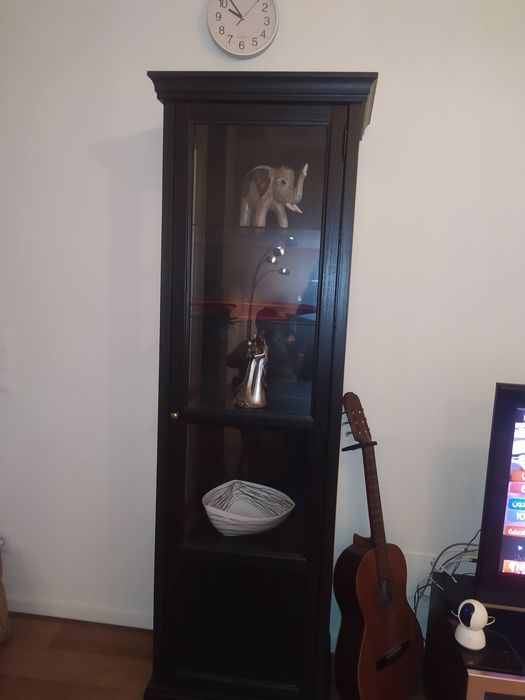 Móveis pretos muito bonitos com vidro