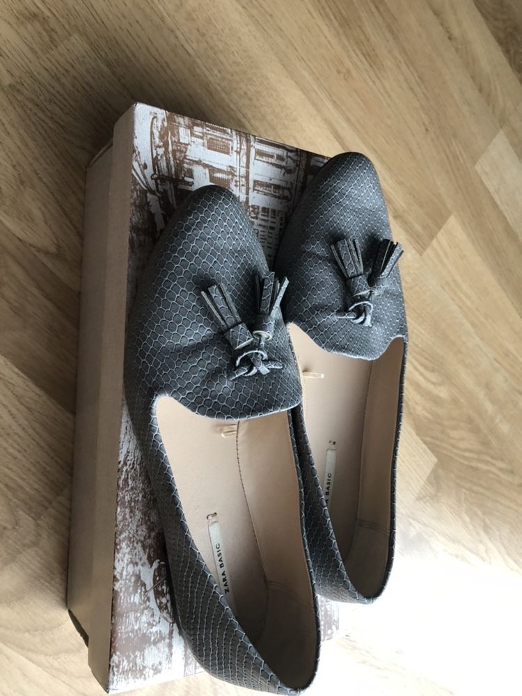 Zara mokasyny 38 szare