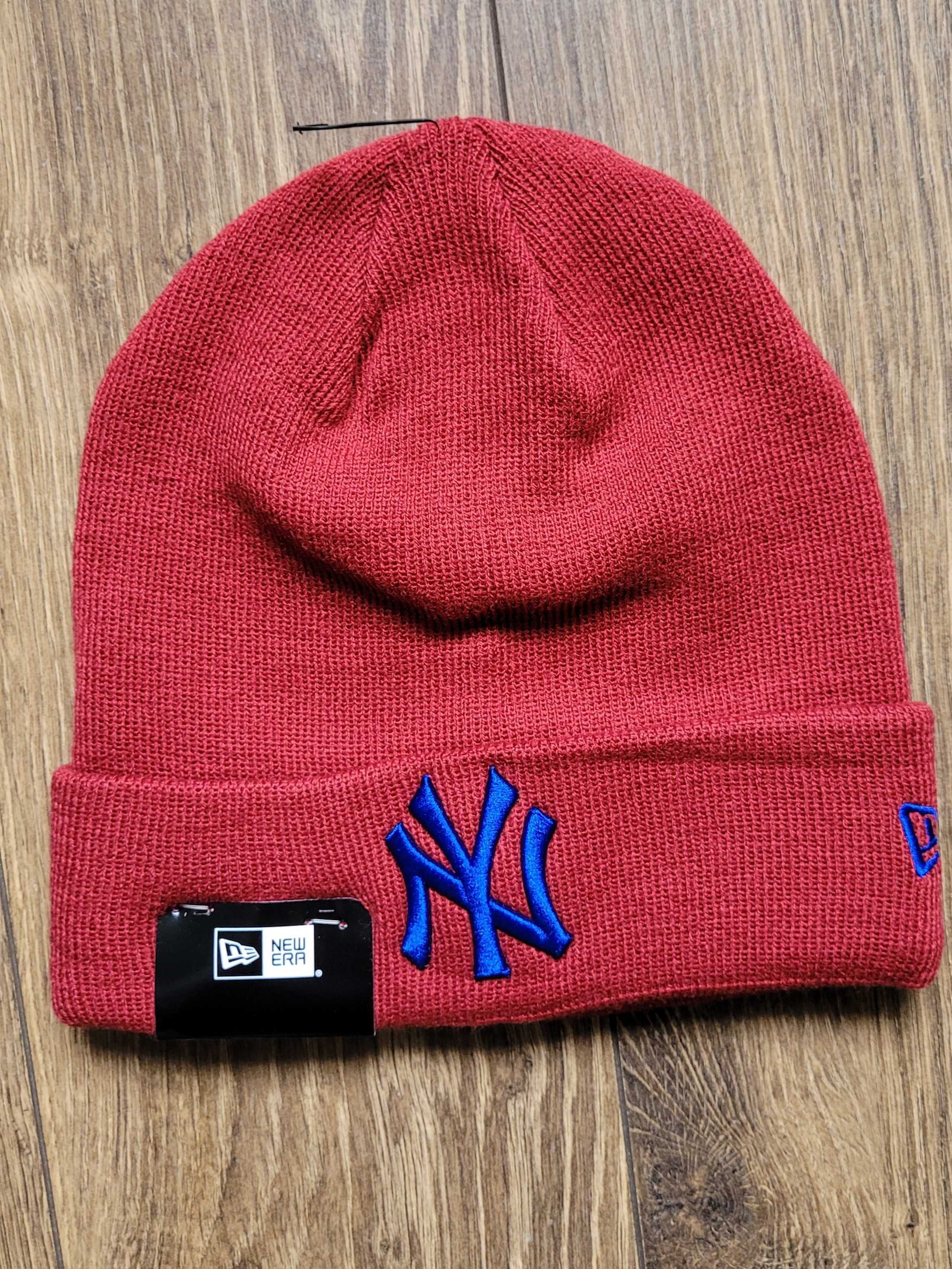 czapka beanie New Era New York Yankees zimowa czerwona z logo NOWA