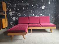 Sofa Tatra z podnóżkiem  narożnik rogówka Jirak vintage Czechosłowacja