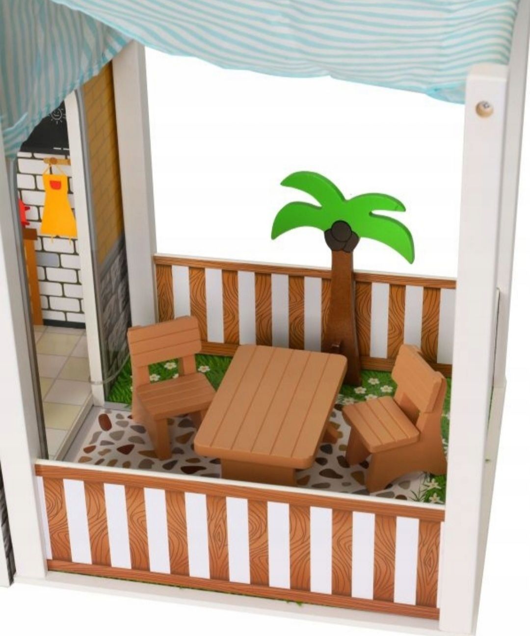 Domek drewniany dla lalek dom zabawkowy drewniany LED - ECOTOYS