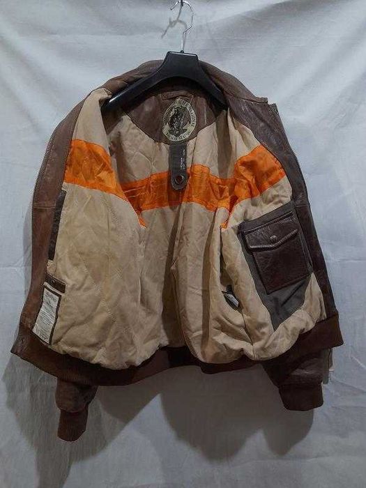 Мужская кожаная куртка бомбер французского бренда ﻿Chevignon, L