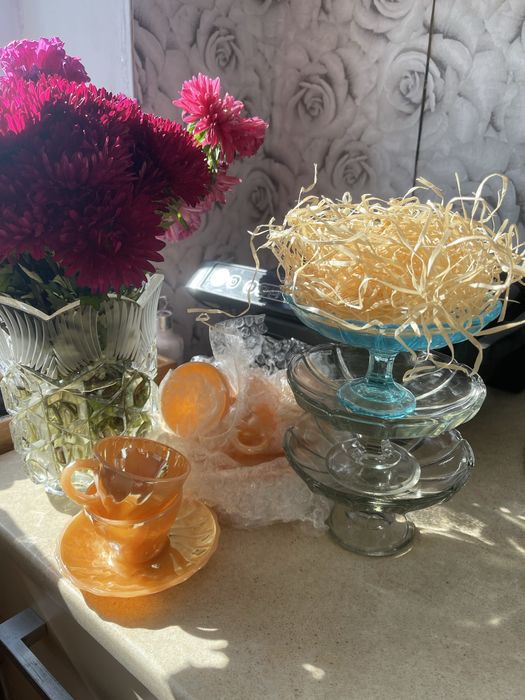 Опаловое стекло, сервиз, кофейная пара