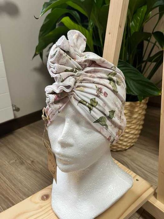 Czapka/turban w kwiaty ROZMIAR M (44-48) i L (48-52)