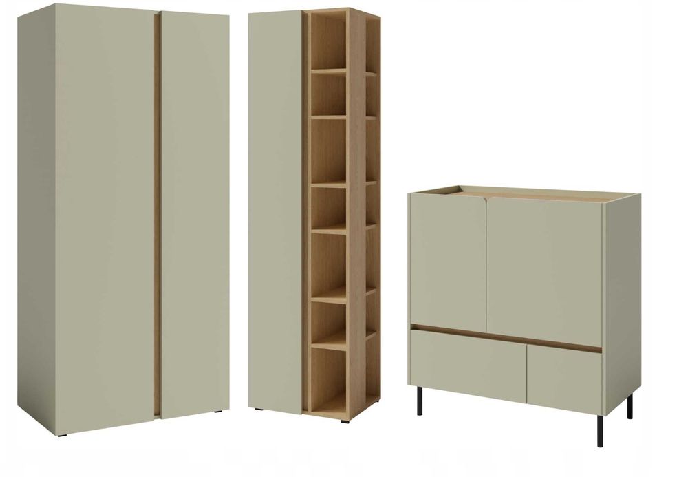 Zestaw mebli młodzieżowy szafa komoda regał sypialnia zieleń Beż HIT