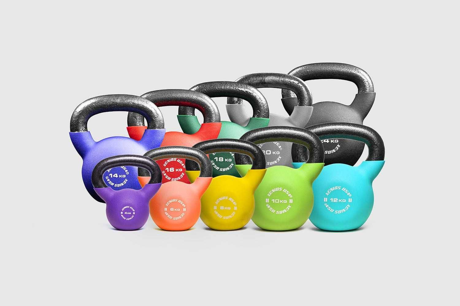 Fitness Kettlebell neoprenowe kolorowe Xenios USA 12 kg