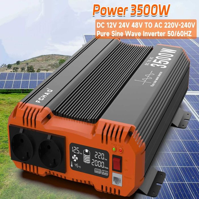 Инвертор преобразователь с чистой синусоидой 3500W 12V в 220V для дома