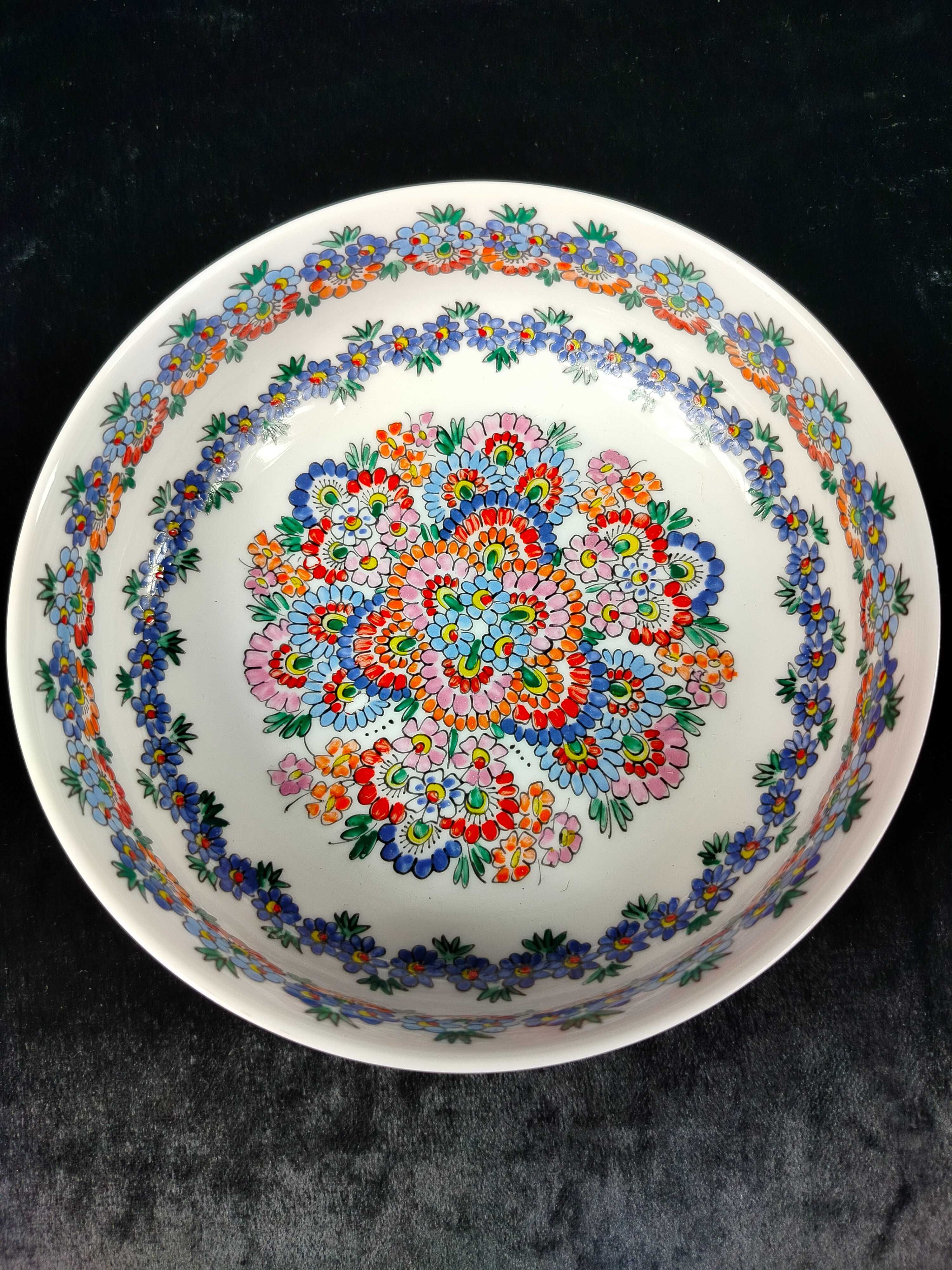 Cepelia Opole ręcznie malowana miska talerz głęboki porcelana kwiaty