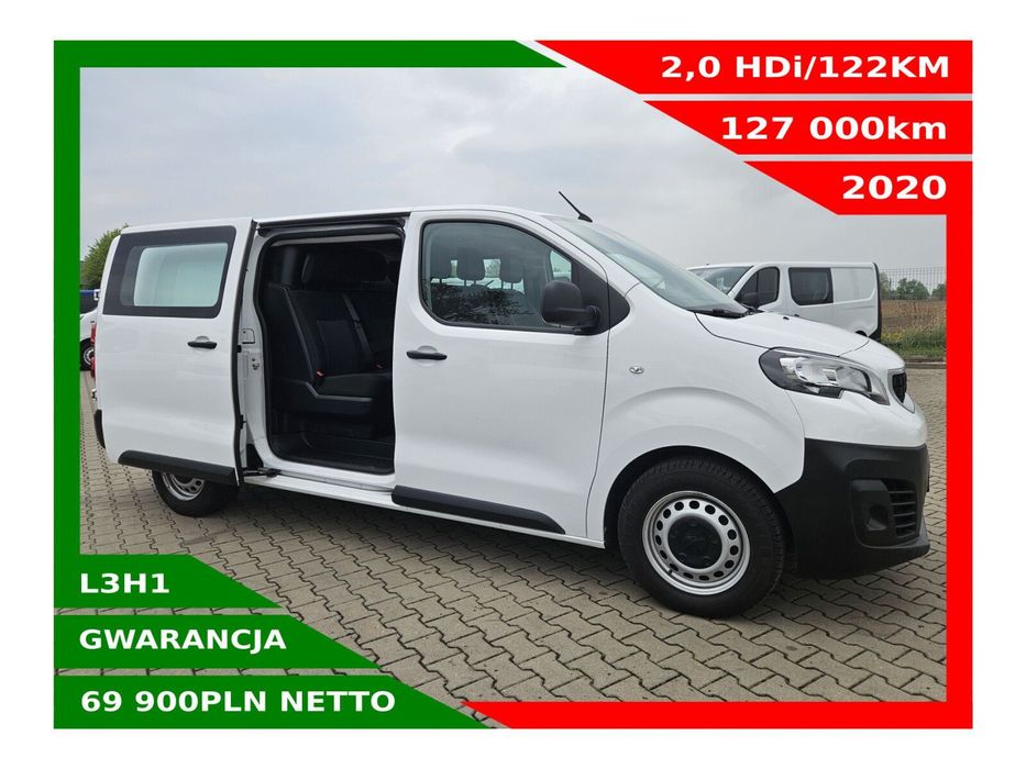 Peugeot expert L3H1 *69900zł NETTO* Brygadówka 6 osób ExtraLong 2,0HDi/122KM  Klimatyzacja, Tempomat, Grzane siedzenia,