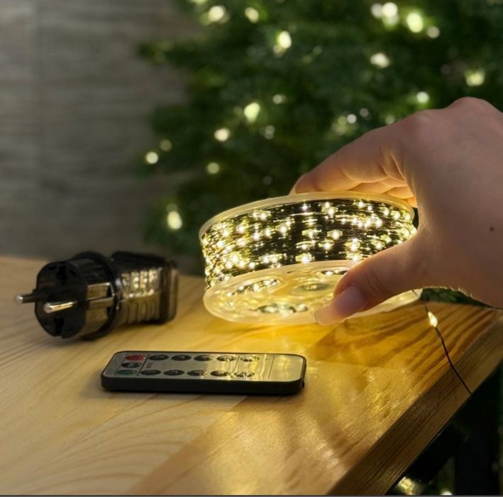 Гірлянда 50 метрів гирлянда грилянда теплий коілір жовтий від мережі