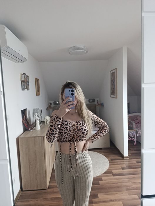 Bluzka sexy hiszpanka panterka za s wiązana odkryte ramiona