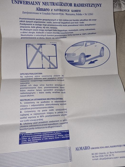 Feng shui,  radiestezja neutralizator Amaro