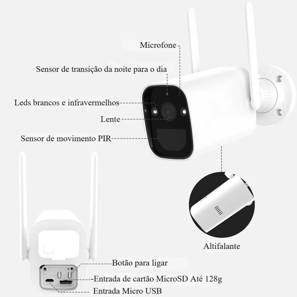 Conjunto 4 Câmaras 3MP WiFi * 120 Dias Autonomia * Visão Noturna