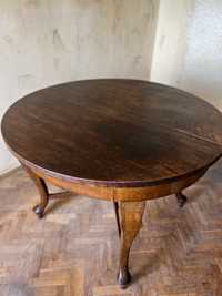 Piękny dębowy przedwojenny stół rozkładany (do renowacji)