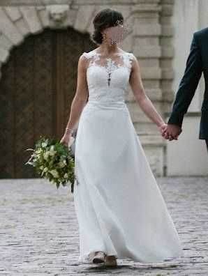 Suknia ślubna Vanilla Sposa Bari 1490 z dopinanym trenem, rozmiar 36