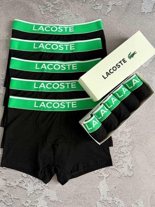 Чоловічі боксери Lacoste Green. Мужские трусы Лакоста зеленая резинка