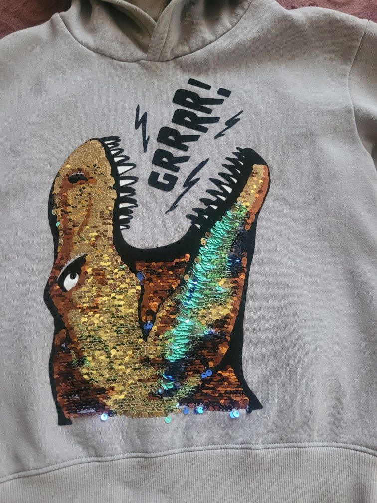 Bluza z kapturem H&M 122 dinozaur