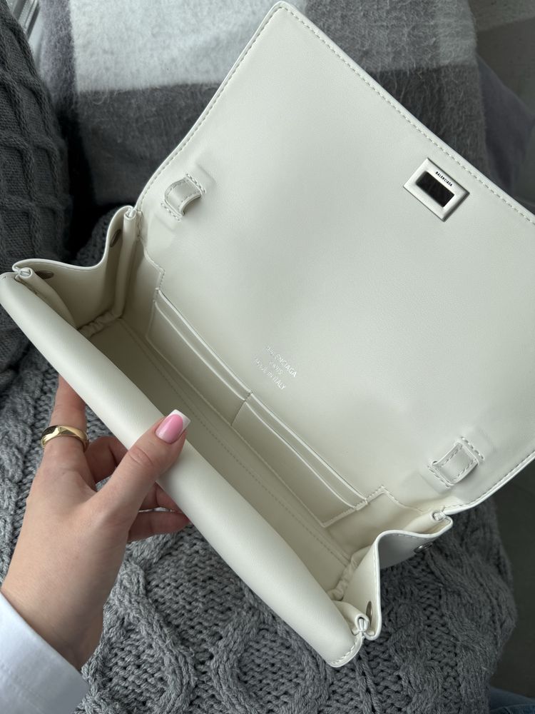 Сумка клатч Balenciaga Bel Air Clutch шкіра | біла та бордова