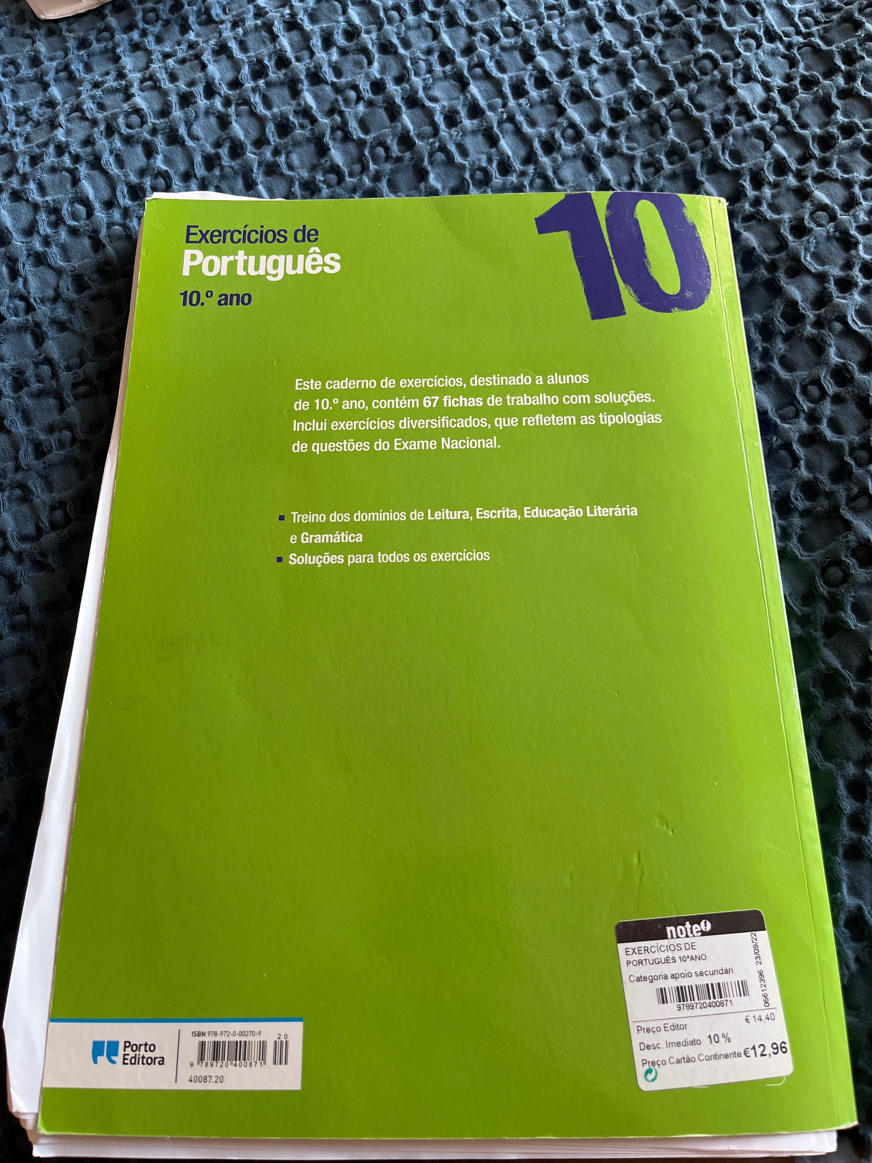 Livro Exercícios de Português 10 ano , Porto Editora