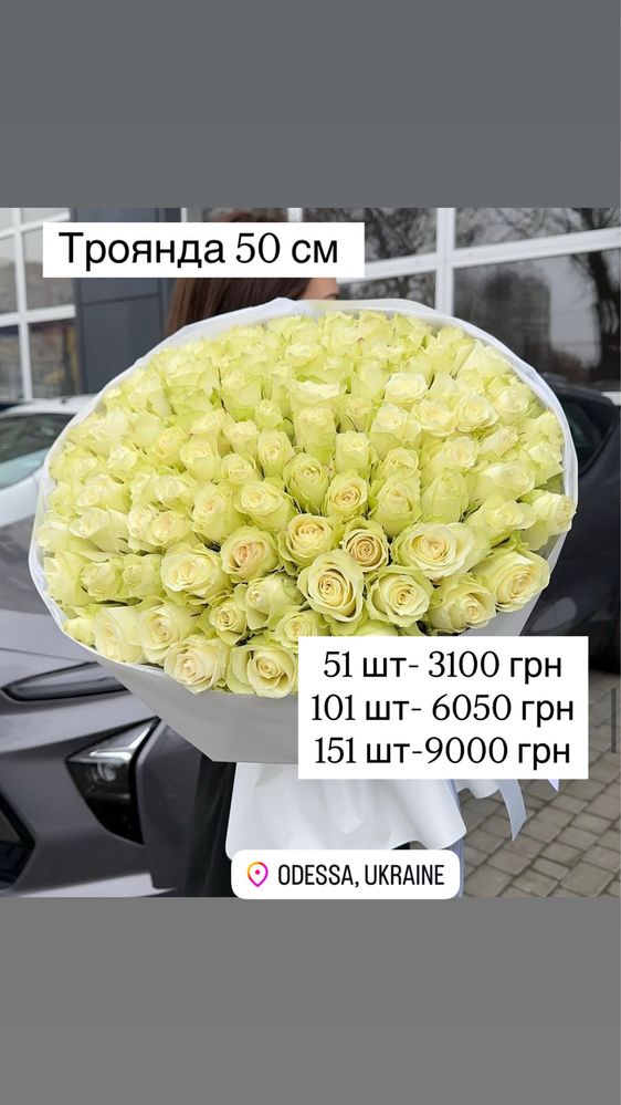 Цветы Квіти 101 роза Одесса ОПТОМ доставка букеты шары кульки Троянда