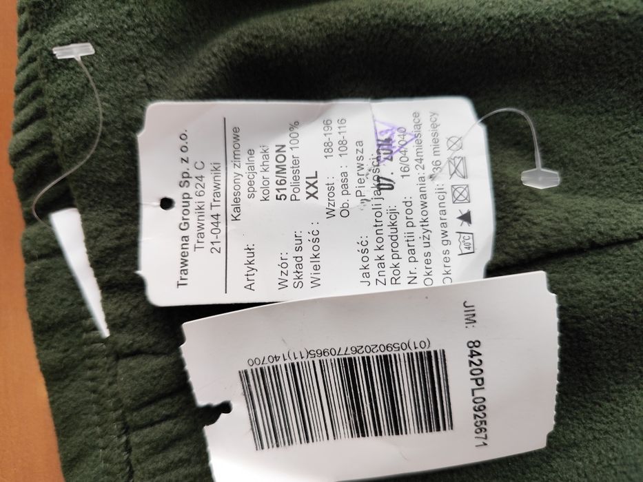 Kalesony nowe zimowe specjalne kolor khaki