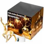 Lampki Świąteczne Świecący Renifery 10x Led Kurtyna Świetlna Baterie