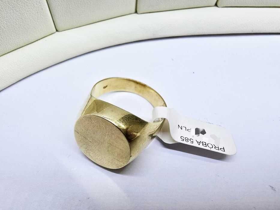 Pokaźny złoty męski SYGNET POD GRAWER |Plus Lombard