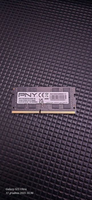 Szybka pamięć RAM DDR4 3200MHz PNY 16 GB Sodimm laptop 1x16GB
