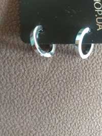 Серебристые сережки серьги кольца круглые бижутерия
