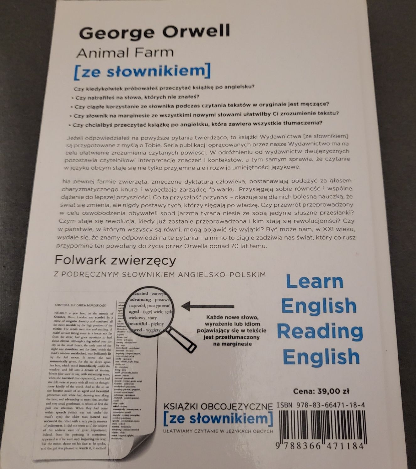 George Orwell, Animal Farm ze słownikiem, nauka angielskiego, A2/B1