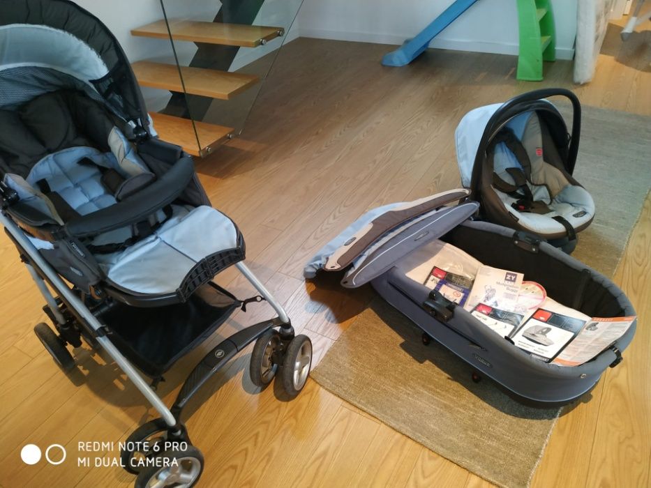 Carrinho de bébé TRIO- Alcofa, babycoque e cadeira de passeio