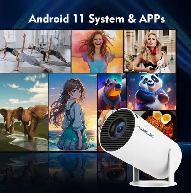 Projektor Magcubic HY300 Pro z Wsparciem Wtyczka EU Android 11 - BIAŁY