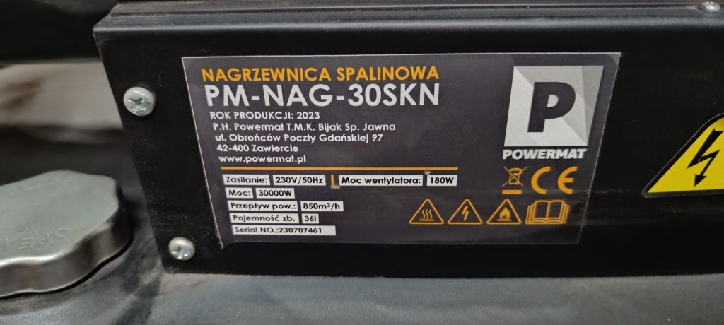NAGRZEWNICA Powermat dmuchawa spalinowa ON 30KW odprowadzanie spalin