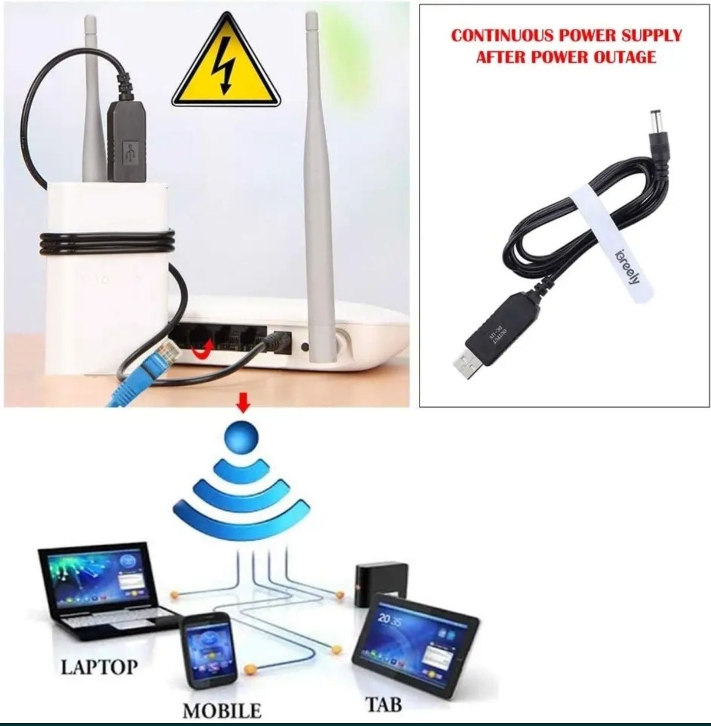 Провод для Wi-Fi от пауэрбанка 12V