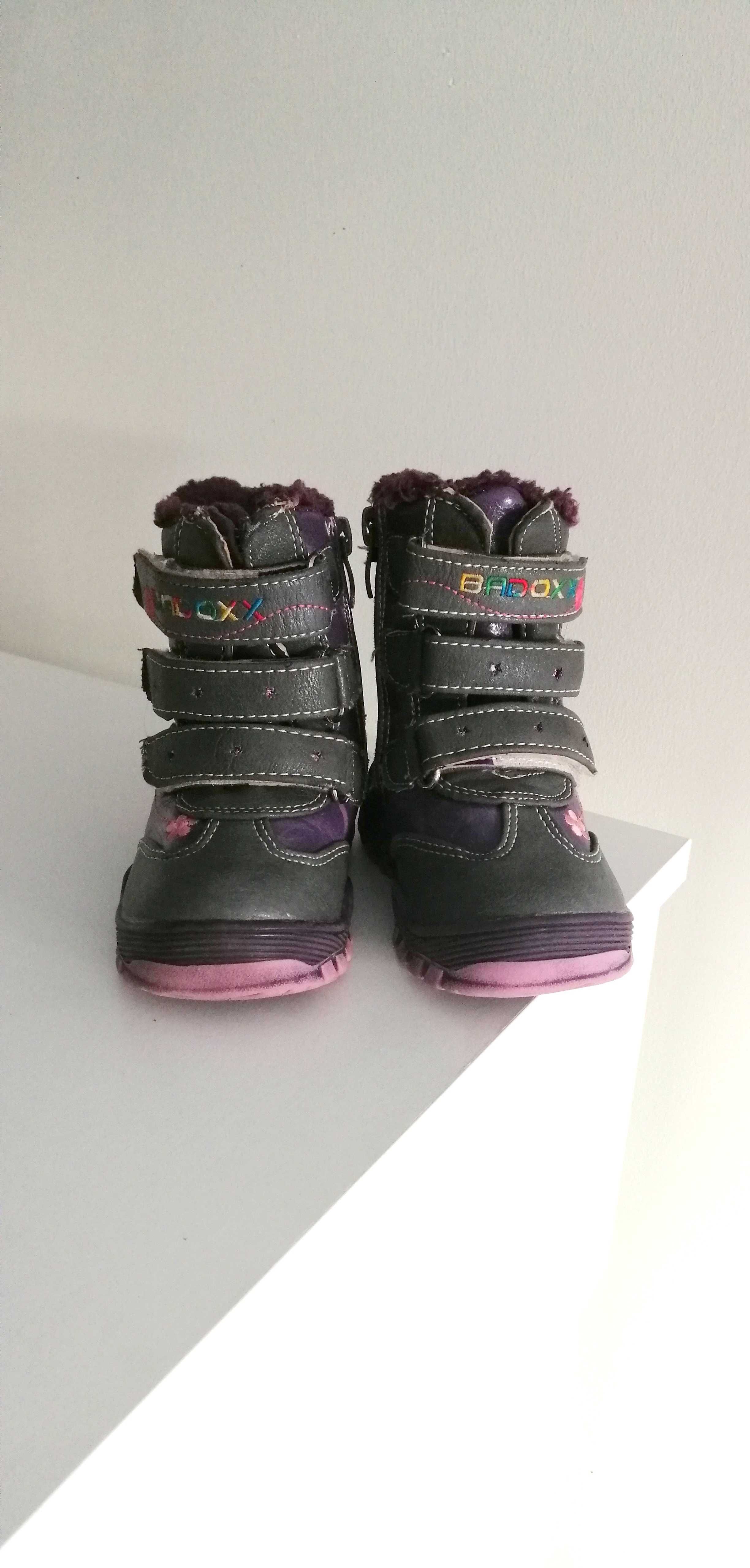 ciemne fioletowe buty kozaki zimowe dla dziewczynki 22cm dziewczęce