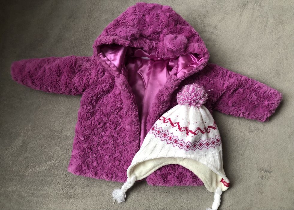 Шубка дитяча шубка на дівчинку рожева шапка Brugi на дівчинку