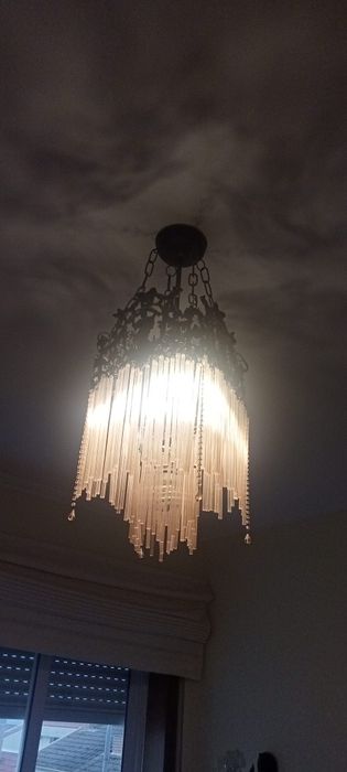 Candeeiro de teto  2 candeeiros  mesinha de cabeceira  vidro fino