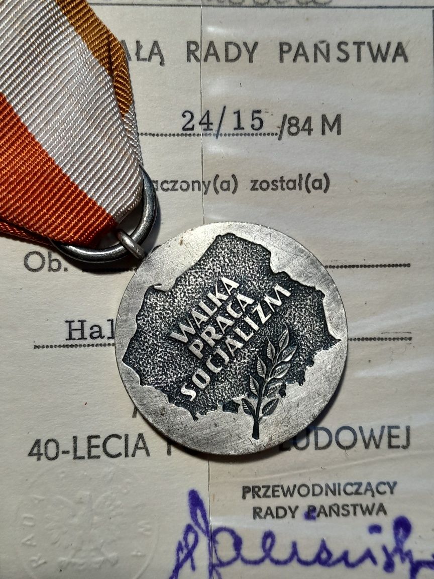 Medal 40 lecia PRL + legitymacja