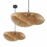 LAMPA WISZĄCA boho bambusowa beżowa pleciona APP880
