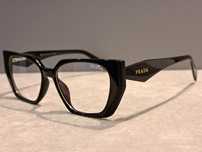 PRADA damskie nowe czarne okulary zerówki oprawki złote logo