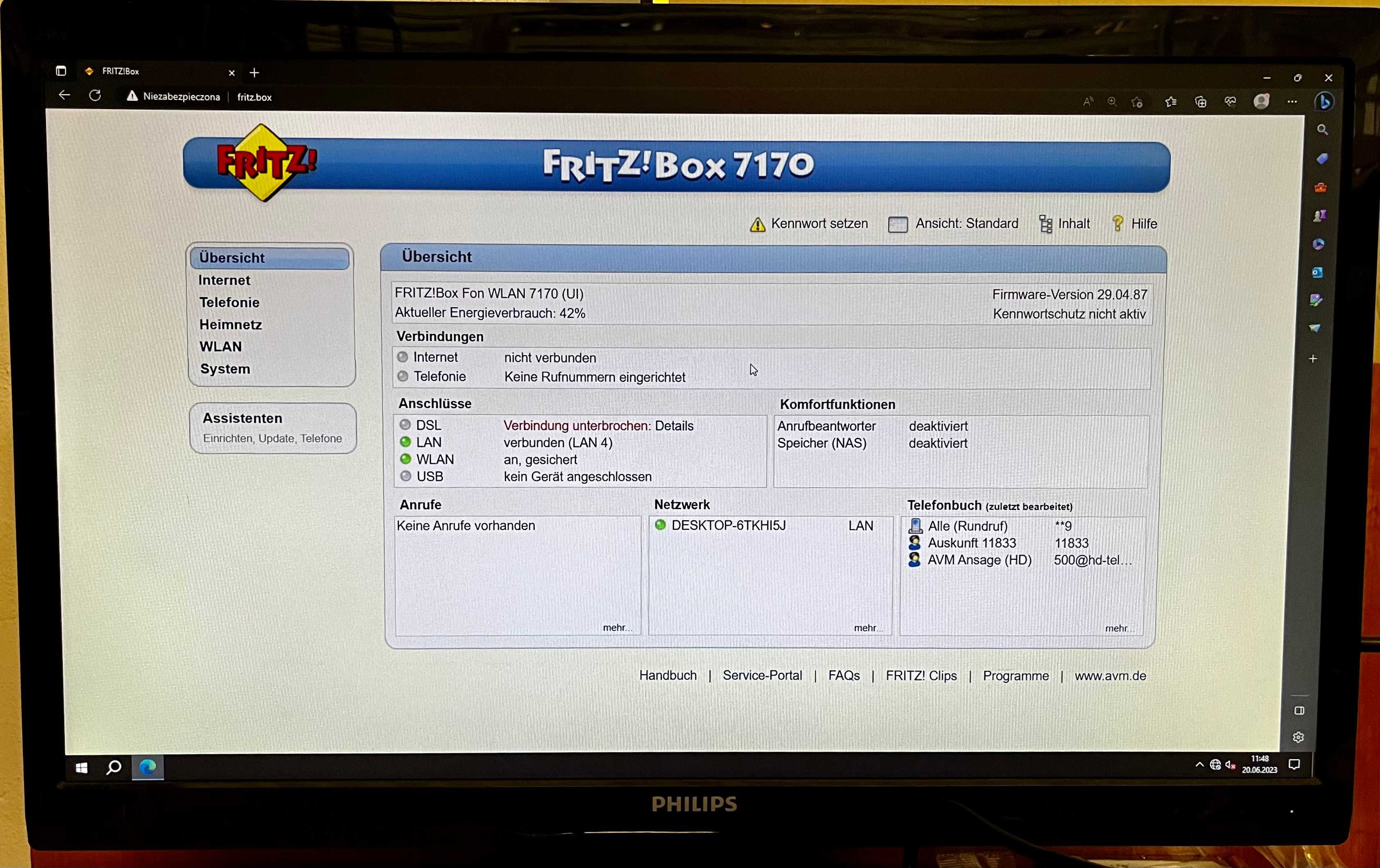 AVM Fritz!Box Fon WLAN 7170 - VOIP VPN router WLAN/switch