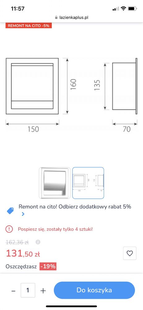 Uchwyt na papier montowany w ścianie