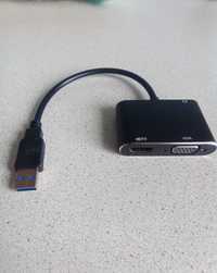 Конвертер кабелю USB3.0 в HDMI та VGA