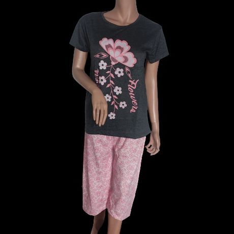 Nowa piżama damska rozmiar M spodnie rybaczki krótki rękaw