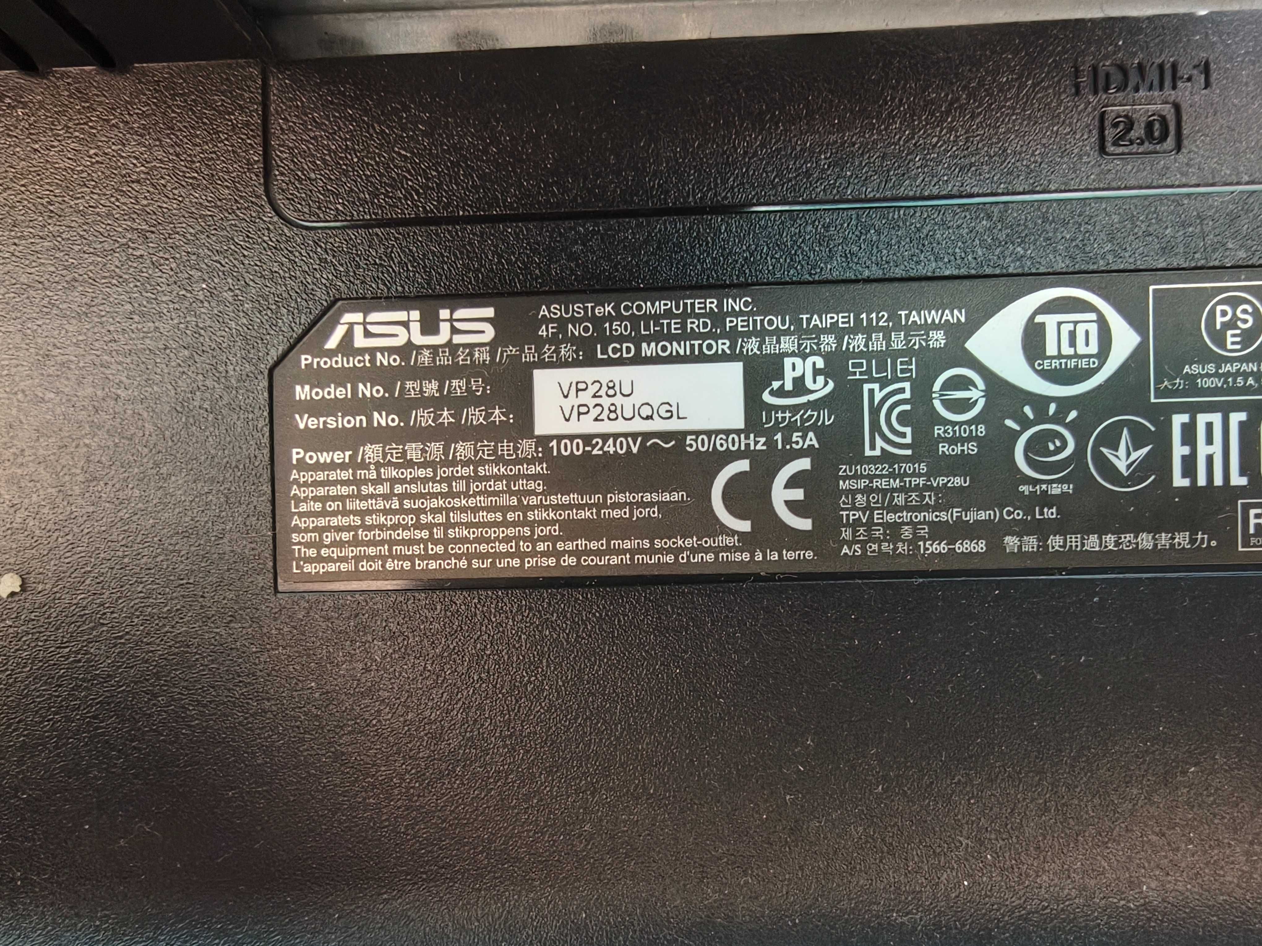 Monitor Asus 28cali 4k