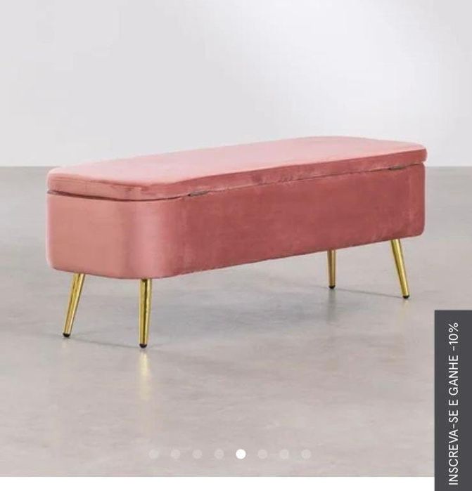 Sofa baú fe vemudo rosa