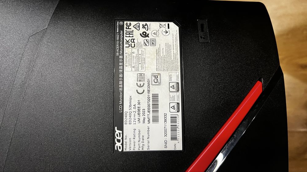 Монітор acer ED240Q 180герц з кранштейном